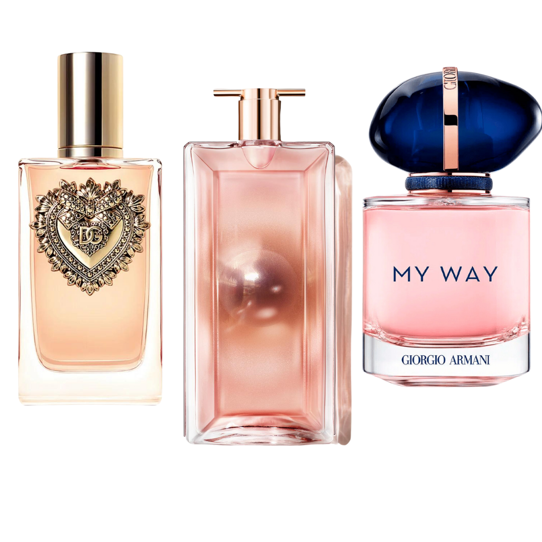 Conjunto de 3 perfumes Dolce & Gabanna Devotion, My Way Giorgio Armani, Lancôme Idôle 100ml